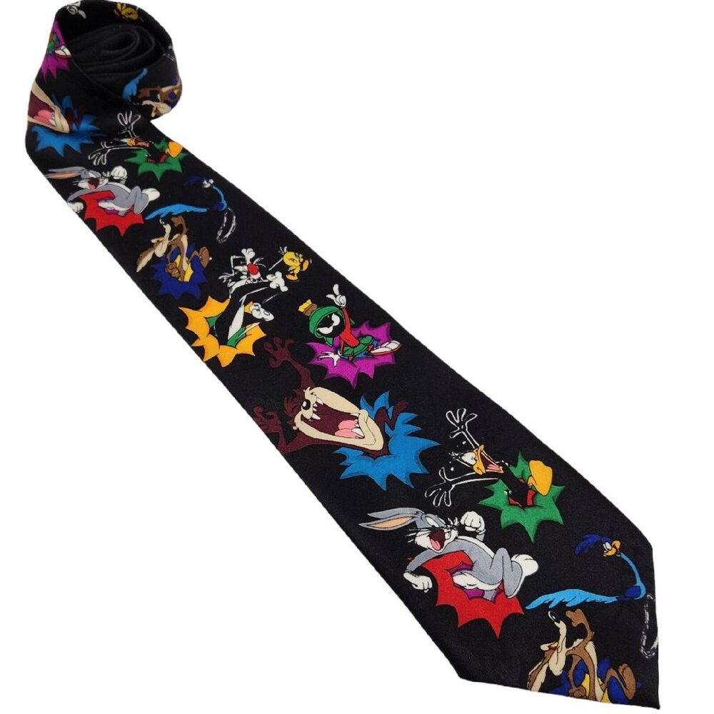 Vintage Looney Tunes Tie‎ Mania Mens Necktie Bugs Bunny Tazmanian Devil EUC